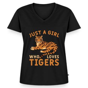 Girl Who Loves Tiger Tiger Animal Lover - Women's Premium Organic V-neck T-shirt - black - Front - AI Model Female 172 light (172cm)