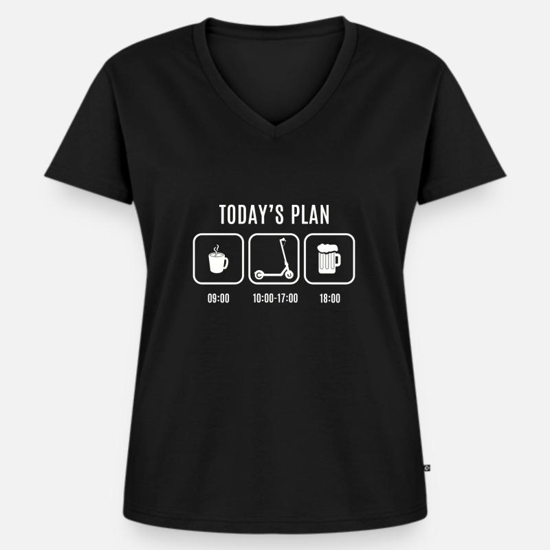 Plan Für Heute E-Scooter I E-Roller City-Roller - Frauen Premium Bio T-Shirt mit V-Ausschnitt - Schwarz