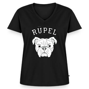 Cadeau de bulldog chien OEB EB ruffian bollerkopf - T-shirt encolure en V Premium bio Femme - noir - Devant - AI Model Female 172 light (172cm)