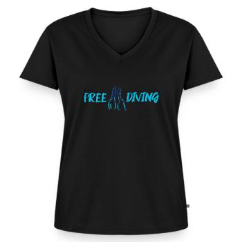 Apnée de plongée gratuite - T-shirt encolure en V Premium bio Femme - noir - Devant - AI Model Female 172 light (172cm)