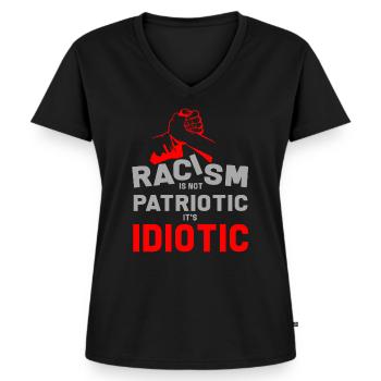 Anti-racism Anti Against Racism Nazis Right - Women's Premium Organic V-neck T-shirt - black - Front - AI Model Female 172 light (172cm)