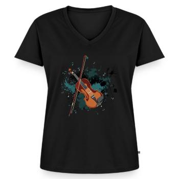 Geige - Frauen Premium Bio T-Shirt mit V-Ausschnitt - Schwarz - Vorne - AI Model Female 172 light (172cm)