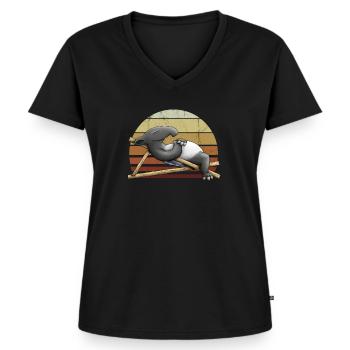 Chilling Tapir Chaise longue Rétro Soleil Cadeau - T-shirt encolure en V Premium bio Femme - noir - Devant - AI Model Female 172 light (172cm)