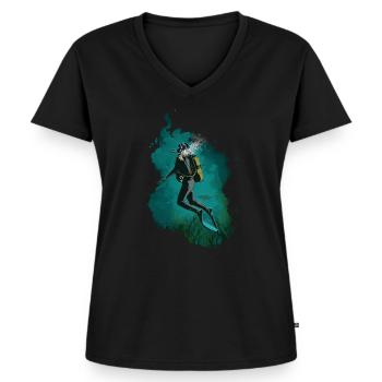 Tauchen - Frauen Premium Bio T-Shirt mit V-Ausschnitt - Schwarz - Vorne - AI Model Female 172 light (172cm)