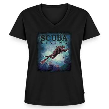 Plongée sous-marine - T-shirt encolure en V Premium bio Femme - noir - Devant - AI Model Female 172 light (172cm)