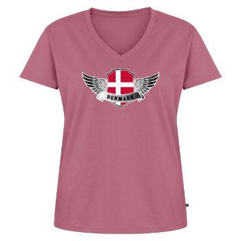 Denmark Danmark Dänemark Flag Flagge Banner Wings - Frauen Premium Bio T-Shirt mit V-Ausschnitt - Mauve - Vorne - AI Model Female 172 dark (172cm)