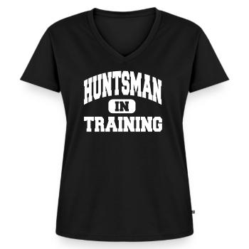Huntsman In Training - Frauen Premium Bio T-Shirt mit V-Ausschnitt - Schwarz - Vorne - AI Model Female 172 light (172cm)