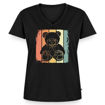 Cuddly toy Teddy Bear - Women's Premium Organic V-neck T-shirt - black - Front - AI Model Female 172 light (172cm)