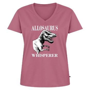 Creative Allosaurus Shirt For Men And Women - Frauen Premium Bio T-Shirt mit V-Ausschnitt - Mauve - Vorne - AI Model Female 172 dark (172cm)