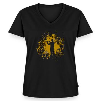 Querflöte - Frauen Premium Bio T-Shirt mit V-Ausschnitt - Schwarz - Vorne - AI Model Female 172 light (172cm)