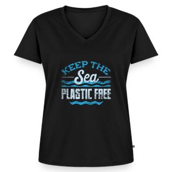 Plastik Umweltschutz - Frauen Premium Bio T-Shirt mit V-Ausschnitt - Schwarz - Vorne - AI Model Female 172 light (172cm)