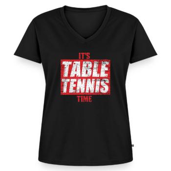 tennis de table - T-shirt encolure en V Premium bio Femme - noir - Devant - AI Model Female 172 light (172cm)