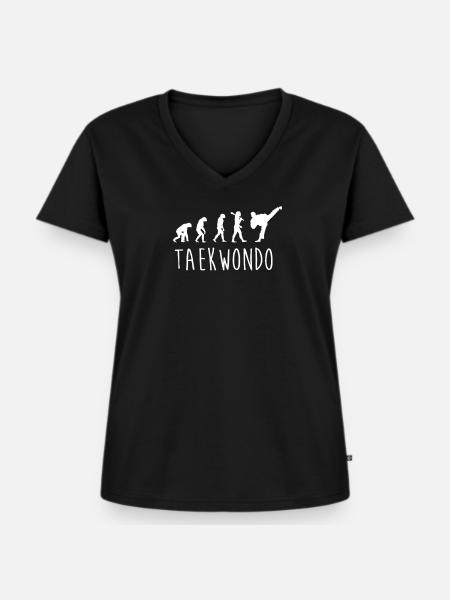 Taekwondo Evolution - Frauen Premium Bio T-Shirt mit V-Ausschnitt - Schwarz