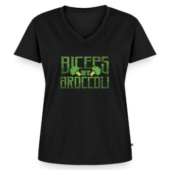 brocoli - T-shirt encolure en V Premium bio Femme - noir - Devant - AI Model Female 172 light (172cm)