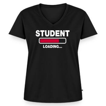 Student - Frauen Premium Bio T-Shirt mit V-Ausschnitt - Schwarz - Vorne - AI Model Female 172 light (172cm)
