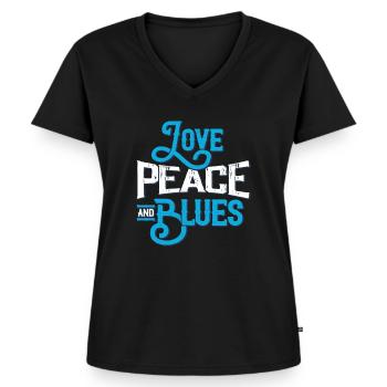 Blues - T-shirt encolure en V Premium bio Femme - noir - Devant - AI Model Female 172 light (172cm)