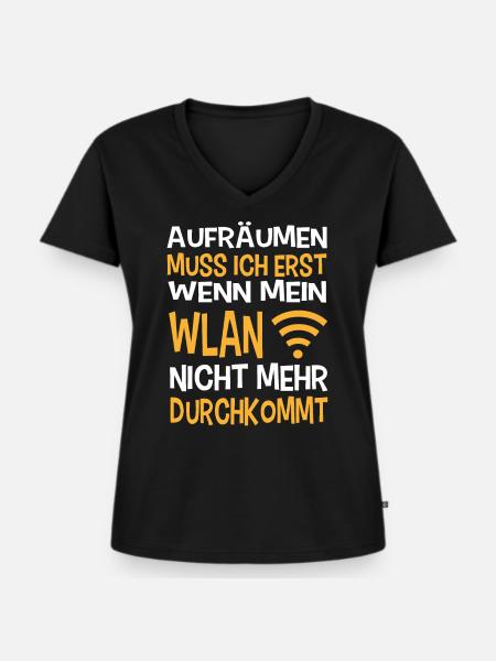 WLAN Aufräumen - Frauen Premium Bio T-Shirt mit V-Ausschnitt - Schwarz
