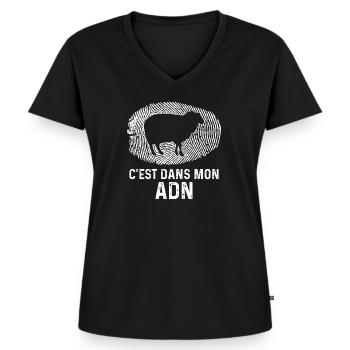 mouton : c'est dans mon adn - T-shirt encolure en V Premium bio Femme - noir - Devant - AI Model Female 172 light (172cm)