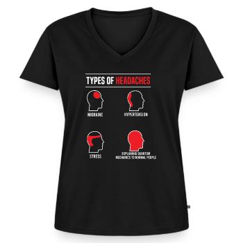 Physik Types of headaches Quantenmechanik lustig - Frauen Premium Bio T-Shirt mit V-Ausschnitt - Schwarz - Vorne - AI Model Female 172 light (172cm)