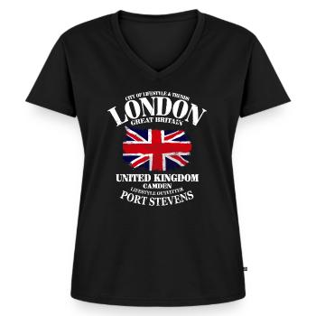 Union Jack - UK Flag - British Flag - Women's Premium Organic V-neck T-shirt - black - Front - AI Model Female 172 light (172cm)