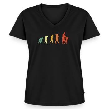 Papa Evolution Retro Edition - Frauen Premium Bio T-Shirt mit V-Ausschnitt - Schwarz - Vorne - AI Model Female 172 light (172cm)
