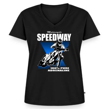Speedway - Motorcycle Speedway - Women's Premium Organic V-neck T-shirt - black - Front - AI Model Female 172 light (172cm)