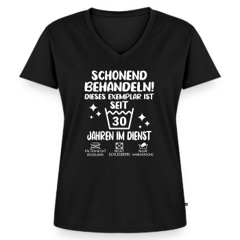 30 Jähriges Dienstjubiläum Firmenjubiläum Geschenk - Frauen Premium Bio T-Shirt mit V-Ausschnitt - Schwarz - Vorne - AI Model Female 172 light (172cm)