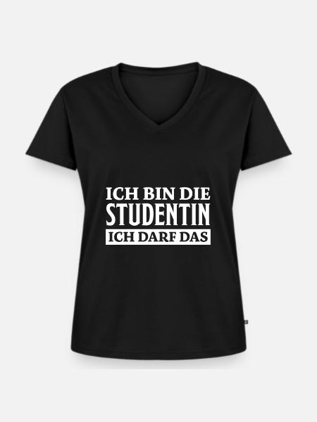 Studentin Spruch Universität Studentin Geschenk - Frauen Premium Bio T-Shirt mit V-Ausschnitt - Schwarz