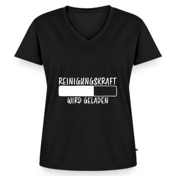Reinigungskraft Spruch Reinigungskraft Geschenk - Frauen Premium Bio T-Shirt mit V-Ausschnitt - Schwarz - Vorne - AI Model Female 172 light (172cm)