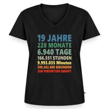 19 Jahre 19ter 19. Geburtstag Geschenk - Frauen Premium Bio T-Shirt mit V-Ausschnitt - Schwarz - Vorne - AI Model Female 172 light (172cm)