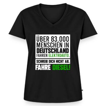 FAHRE DIESEL, GESCHENK - Frauen Premium Bio T-Shirt mit V-Ausschnitt - Schwarz - Vorne - AI Model Female 172 light (172cm)