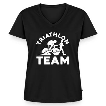 Triathlon - Frauen Premium Bio T-Shirt mit V-Ausschnitt - Schwarz - Vorne - AI Model Female 172 light (172cm)