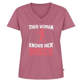 Frisbee Golf - Frauen Premium Bio T-Shirt mit V-Ausschnitt - Mauve - Vorne - AI Model Female 172 dark (172cm)
