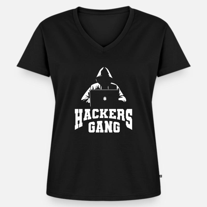 Programmeur Coder Développeur de logiciels - T-shirt encolure en V Premium bio Femme - noir