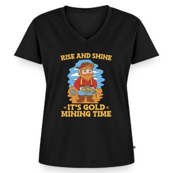 Goldbergbau Goldmine - Frauen Premium Bio T-Shirt mit V-Ausschnitt - Schwarz - Vorne - AI Model Female 172 light (172cm)