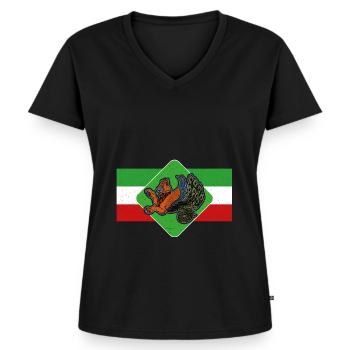 Faravahar Zoroastrianism Simurgh Persia - Women's Premium Organic V-neck T-shirt - black - Front - AI Model Female 172 light (172cm)