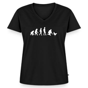 Hühner Hühnerstall Huhn Bauer Geschenk - Frauen Premium Bio T-Shirt mit V-Ausschnitt - Schwarz - Vorne - AI Model Female 172 light (172cm)