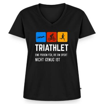 Triathlon Triathlet Triathleten Geschenk - Frauen Premium Bio T-Shirt mit V-Ausschnitt - Schwarz - Vorne - AI Model Female 172 light (172cm)