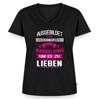 Heilerziehungspflegerin Heilerziehungspfleger - Frauen Premium Bio T-Shirt mit V-Ausschnitt - Schwarz - Vorne - AI Model Female 172 light (172cm)