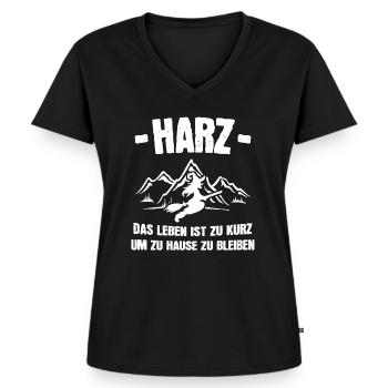 Harz Berg Gebirge Harz Wandern Geschenk - Frauen Premium Bio T-Shirt mit V-Ausschnitt - Schwarz - Vorne - AI Model Female 172 light (172cm)