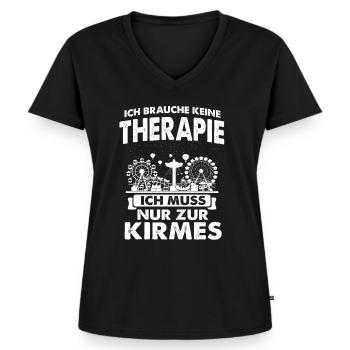 Kirmes Schausteller Kerwa Geschenk - Frauen Premium Bio T-Shirt mit V-Ausschnitt - Schwarz - Vorne - AI Model Female 172 light (172cm)
