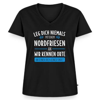 Nordfriese Nordfriesland Nordsee Geschenk - Frauen Premium Bio T-Shirt mit V-Ausschnitt - Schwarz - Vorne - AI Model Female 172 light (172cm)
