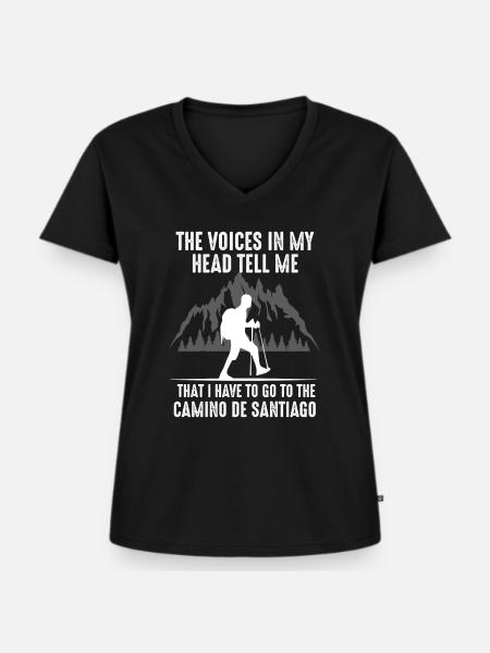 Pilgern Pilgerer Jakobsweg Geschenk - Frauen Premium Bio T-Shirt mit V-Ausschnitt - Schwarz