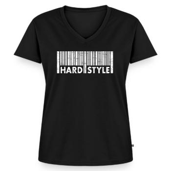 Hardstyle - Rawstyle - Hardstyler Geschenk merch - Frauen Premium Bio T-Shirt mit V-Ausschnitt - Schwarz - Vorne - AI Model Female 172 light (172cm)