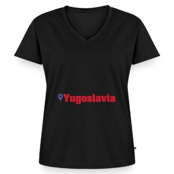 Jugoslavija Yougoslavie Jugo Tito SFRJ Jugoslawien - T-shirt encolure en V Premium bio Femme - noir - Devant - AI Model Female 172 light (172cm)