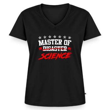 Ich bin Master of Disaster Master of Science - Frauen Premium Bio T-Shirt mit V-Ausschnitt - Schwarz - Vorne - AI Model Female 172 light (172cm)