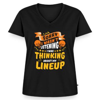 Désolé, je pensais à mon line-up - T-shirt encolure en V Premium bio Femme - noir - Devant - AI Model Female 172 light (172cm)