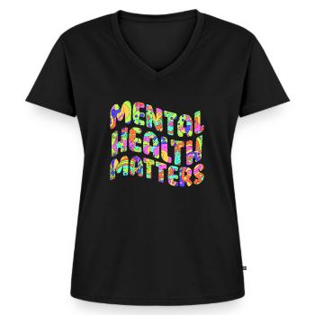 Mental Health geistige Gesundheit Awareness - Frauen Premium Bio T-Shirt mit V-Ausschnitt - Schwarz - Vorne - AI Model Female 172 light (172cm)