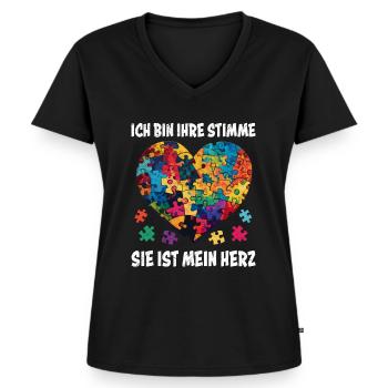 Autismus Menschen mit autistischem Kind - Frauen Premium Bio T-Shirt mit V-Ausschnitt - Schwarz - Vorne - AI Model Female 172 light (172cm)