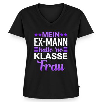 Scheidung Frauen Scheidungsparty Ex Frau - Frauen Premium Bio T-Shirt mit V-Ausschnitt - Schwarz - Vorne - AI Model Female 172 light (172cm)